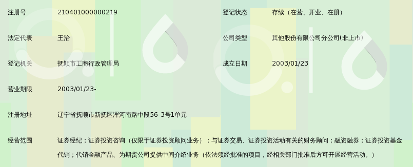 广州证券股份有限公司抚顺浑河南路证券营业部