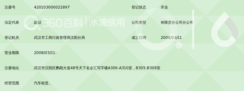 北京神州汽车租赁有限公司武汉分公司_360百