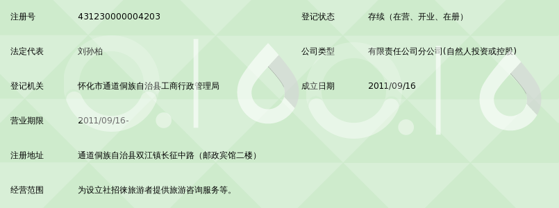 怀化新康辉旅行社有限公司通道营业部_360百