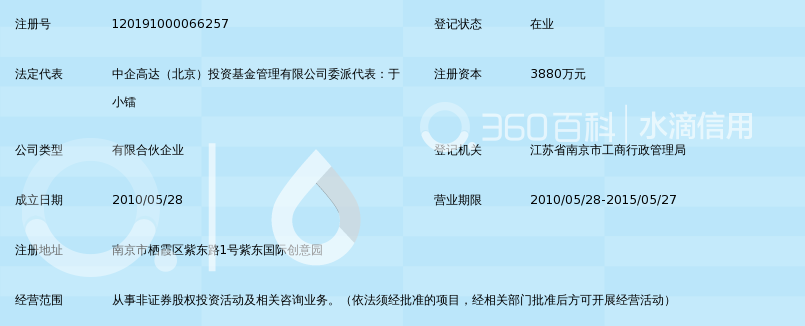 中企港二期南京创业投资基金中心(有限合伙)_