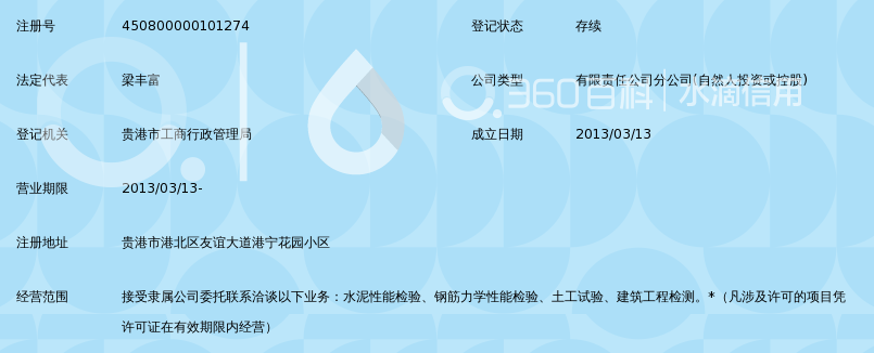 广西南宁全固工程质量检测有限公司贵港分公司