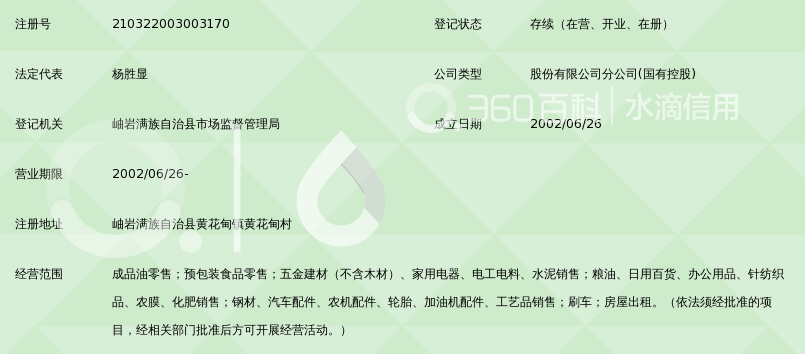 中国石油天然气股份有限公司辽宁鞍山岫岩经营