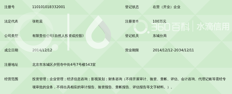 北京瀚轩乾泰投资管理有限公司_360百科